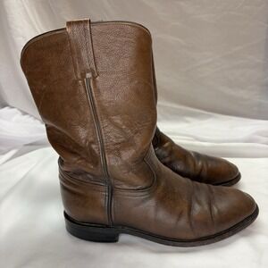 Vintage Dan Post Mens Cowboy Boots Size 9  Extra Wide Chore Roper Rancher Brown